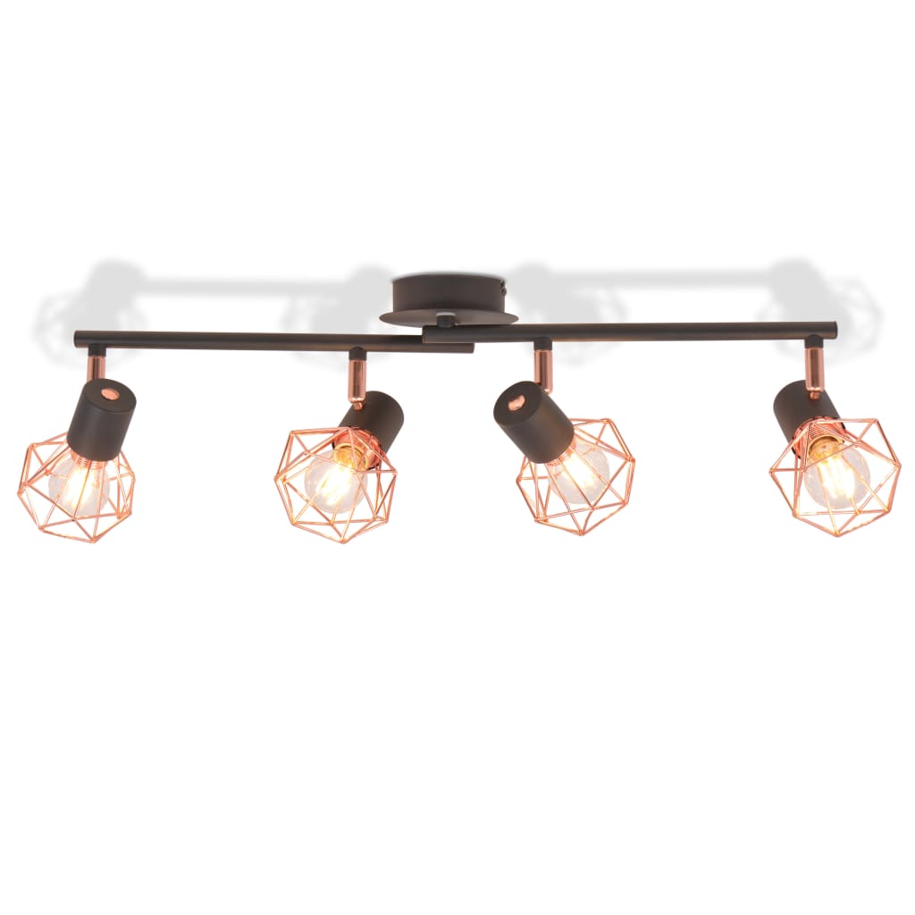 Plafonnier x4 projecteurs Cuivre