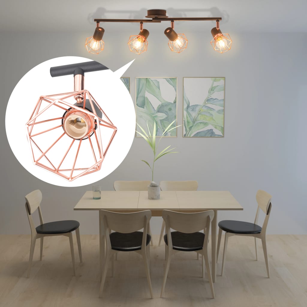 Plafonnier x4 projecteurs Cuivre