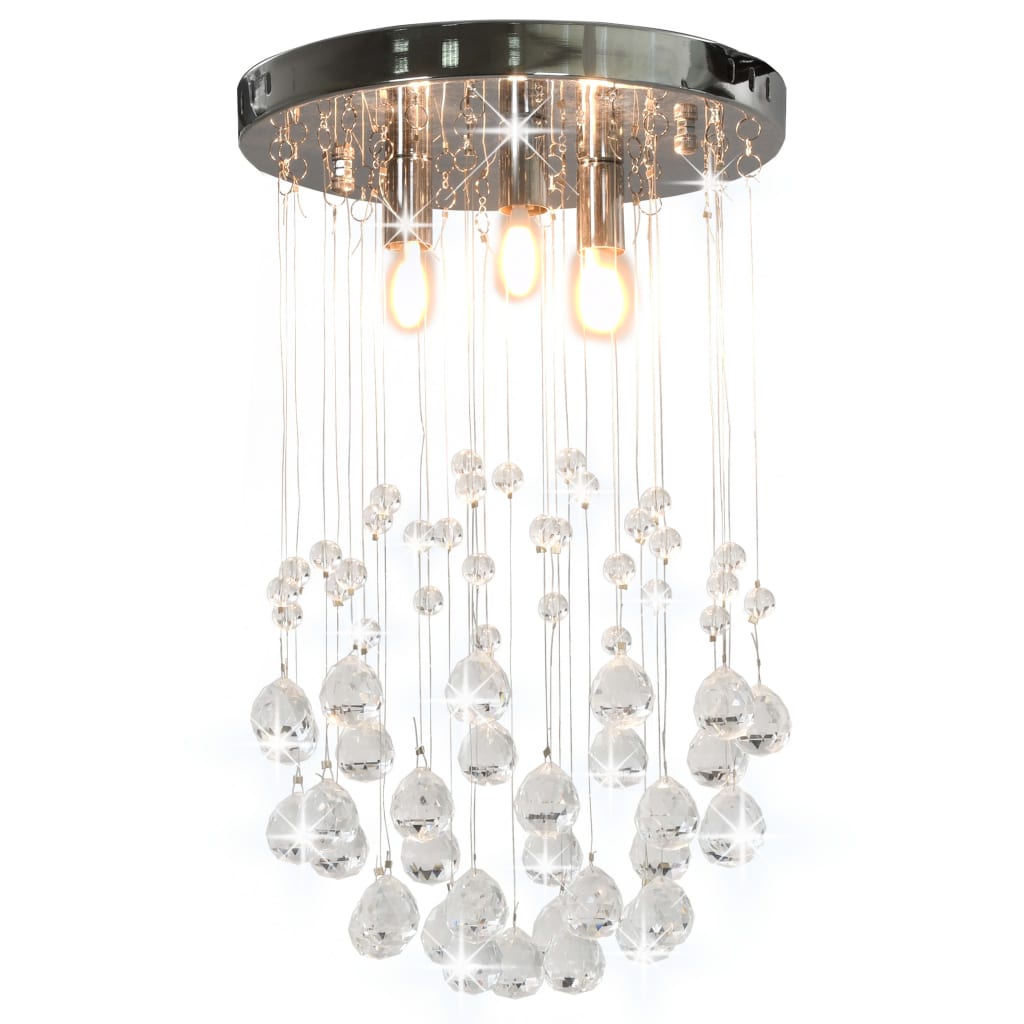 Plafonnier avec perles de cristal Argenté