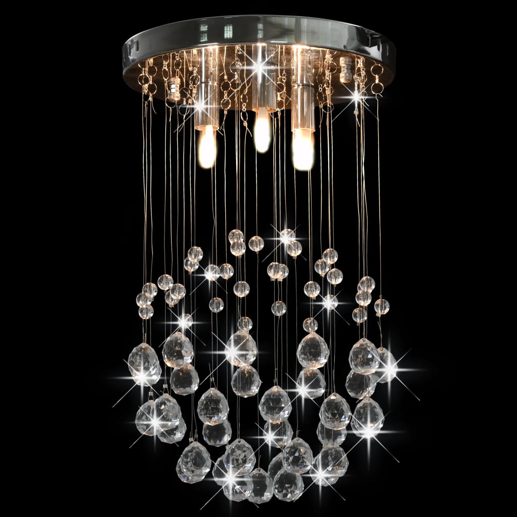 Plafonnier avec perles de cristal Argenté