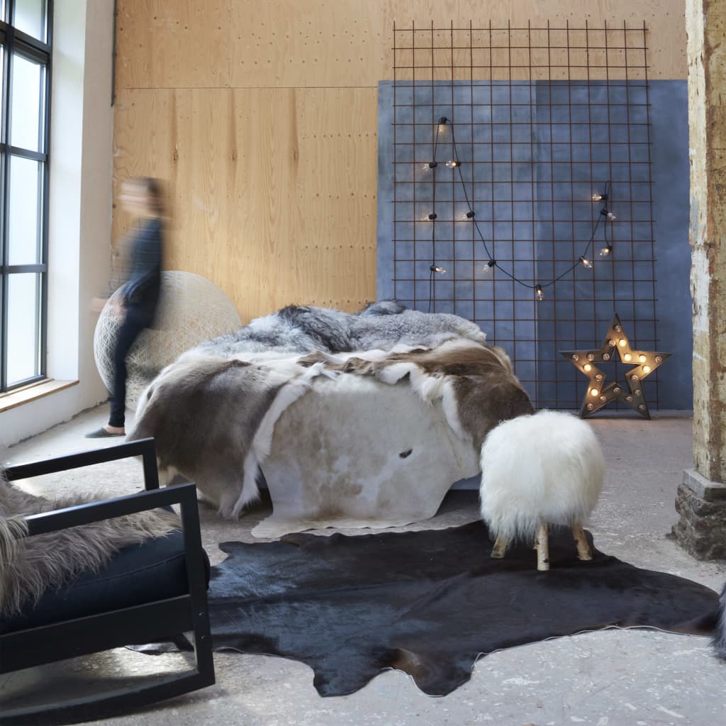 Tapis en véritable peau de vache Noir