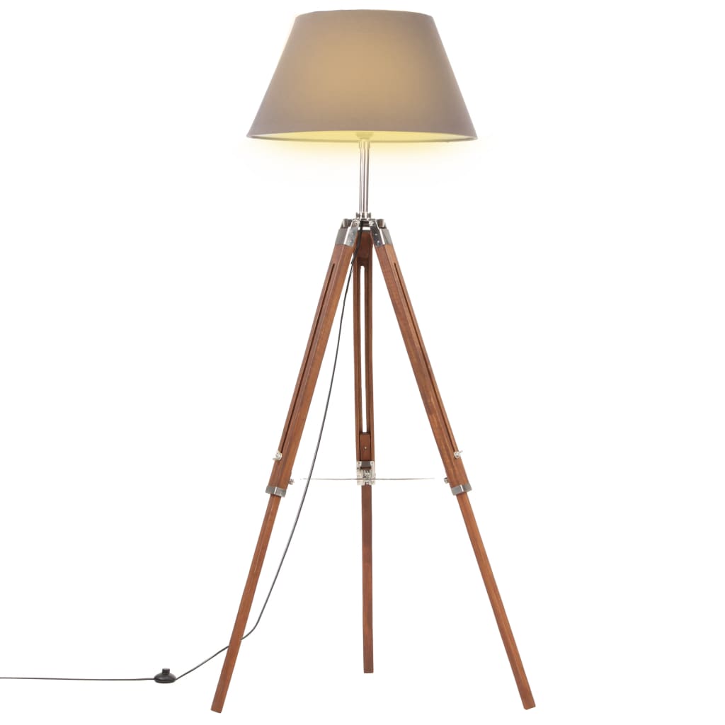Lampadaire à trépied Marron miel & Bois de teck