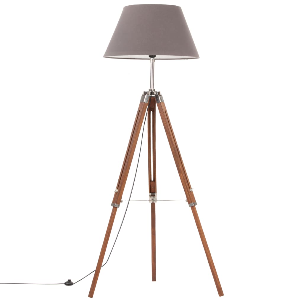 Lampadaire à trépied Marron miel & Bois de teck