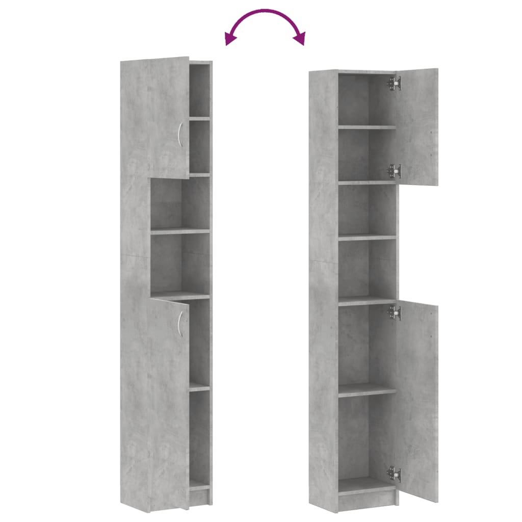 Armoire salle de bain Gris béton 32x25,5x190 cm Bois ingénierie