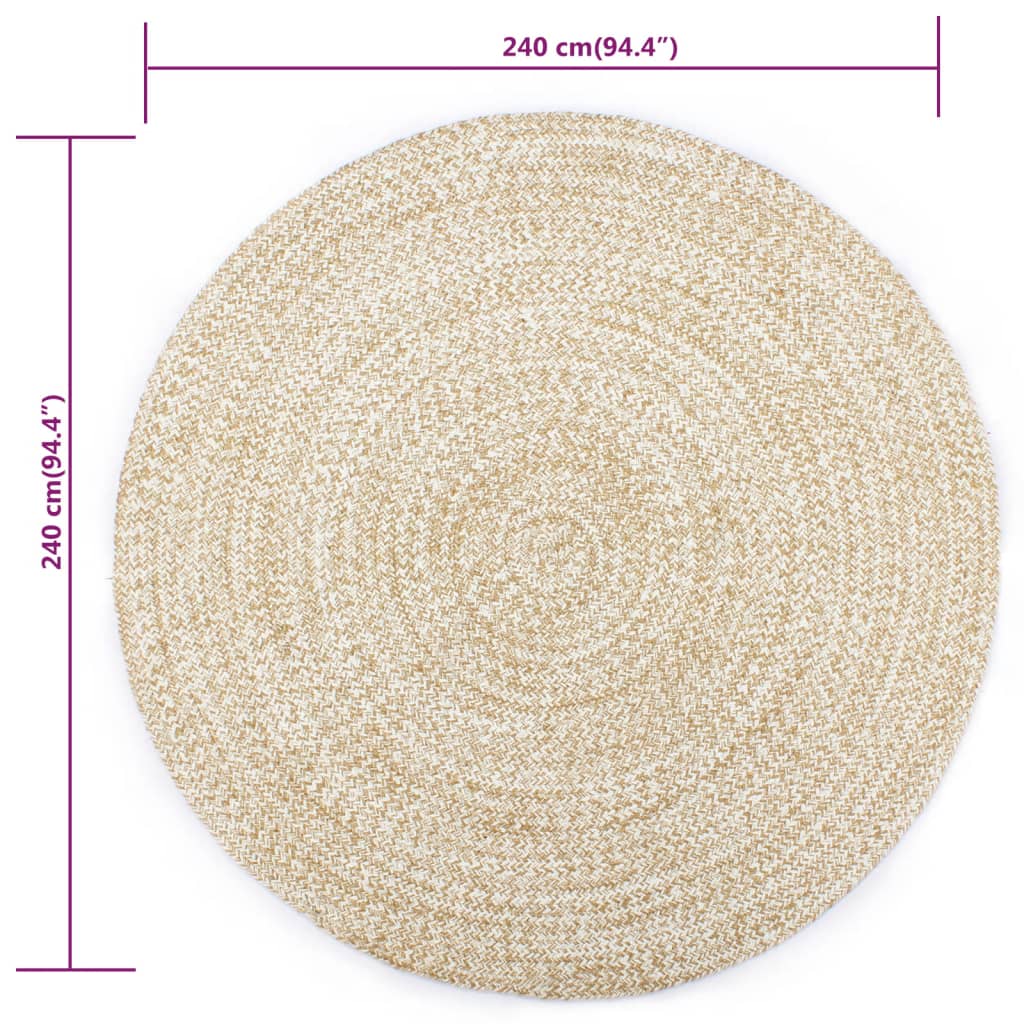 Tapis en Jute Blanc & marron 240 cm