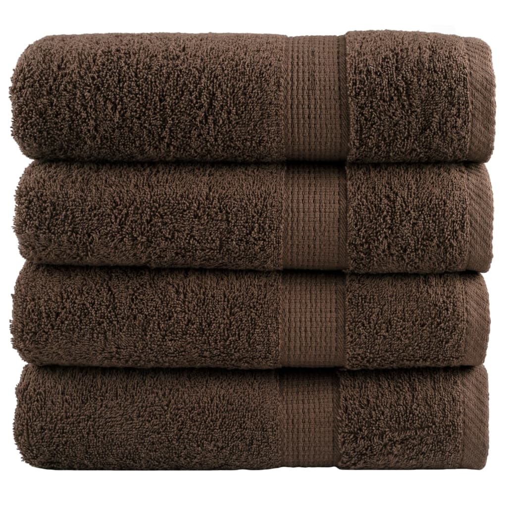 Serviettes de douche x4 Marron 140cm