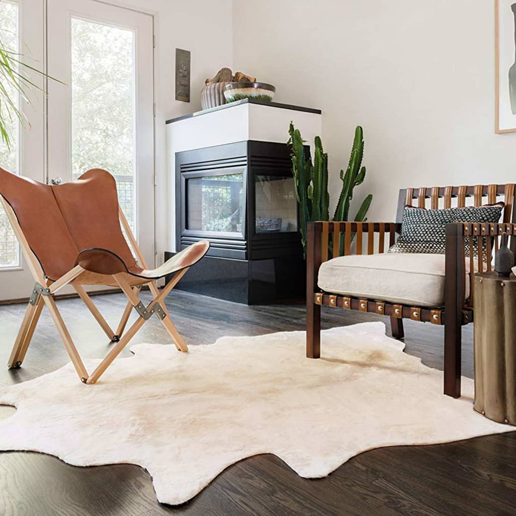 Tapis en véritable peau de vache Beige