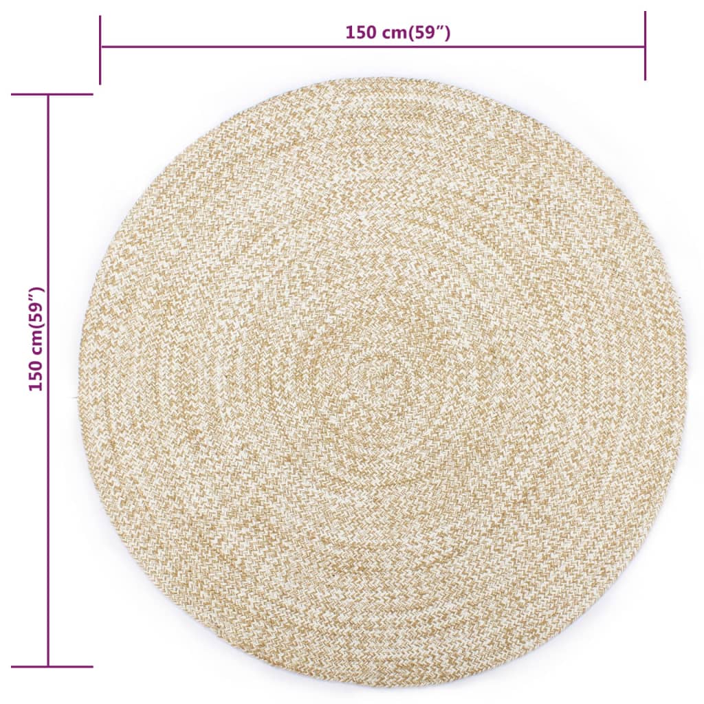 Tapis Jute Blanc naturel 150 cm
