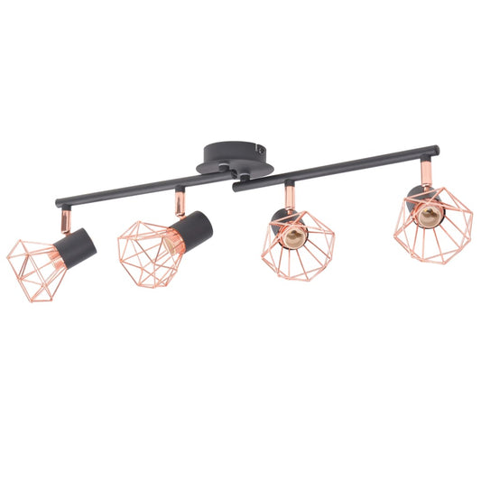 Plafonnier x4 projecteurs Cuivre