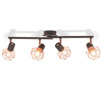 Plafonnier x4 projecteurs Cuivre