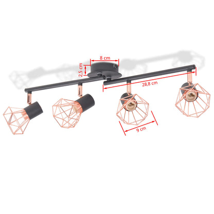 Plafonnier x4 projecteurs Cuivre