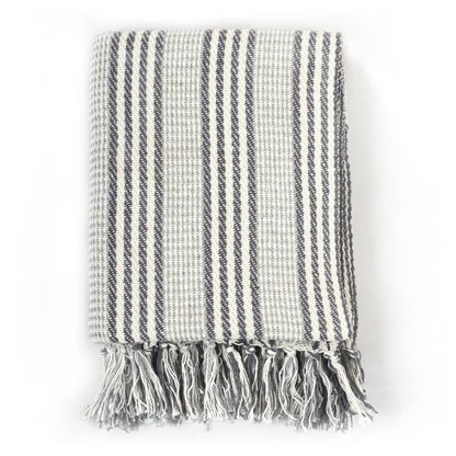 Plaid en Coton Gris & Blanc 220x250 cm