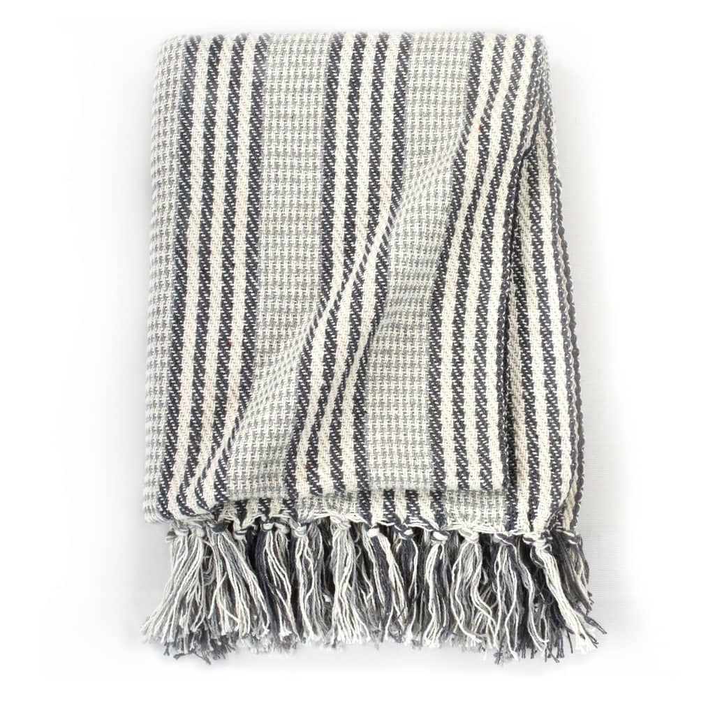 Plaid en Coton Gris & Blanc 220x250 cm