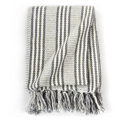 Plaid en Coton Gris & Blanc 220x250 cm