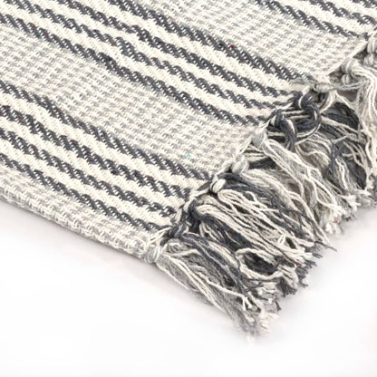 Plaid en Coton Gris & Blanc 220x250 cm