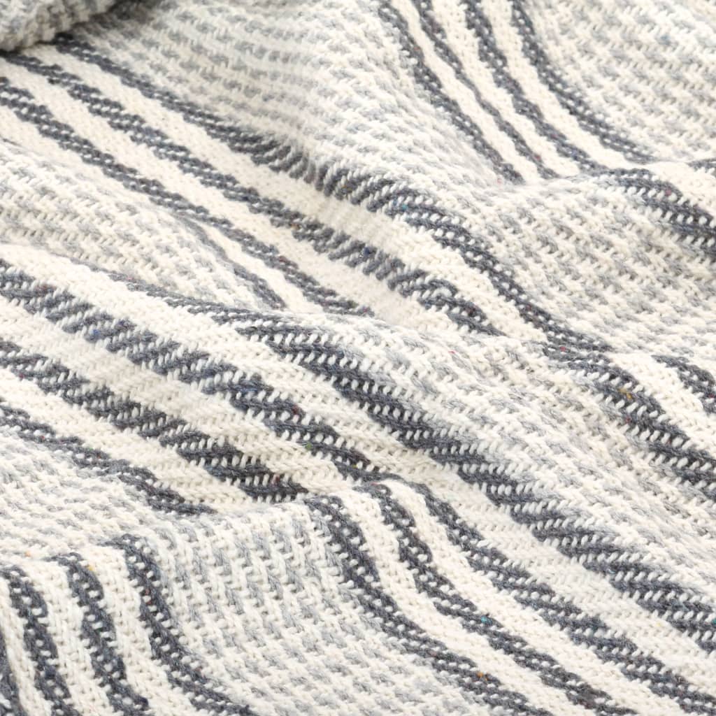 Plaid en Coton Gris & Blanc 220x250 cm