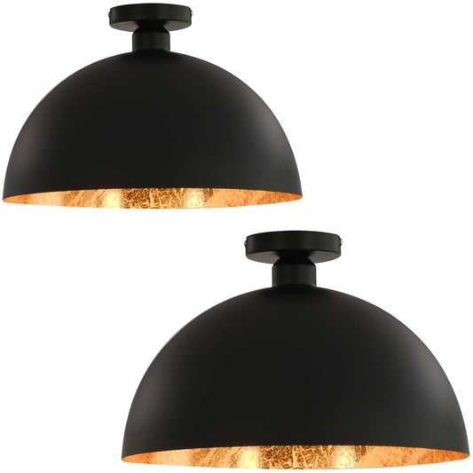 Plafonnier Noir et doré Semi sphérique