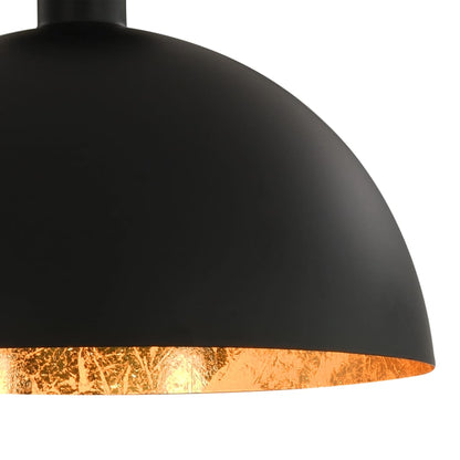 Plafonnier Noir et doré Semi sphérique