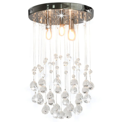 Plafonnier avec perles de cristal Argenté