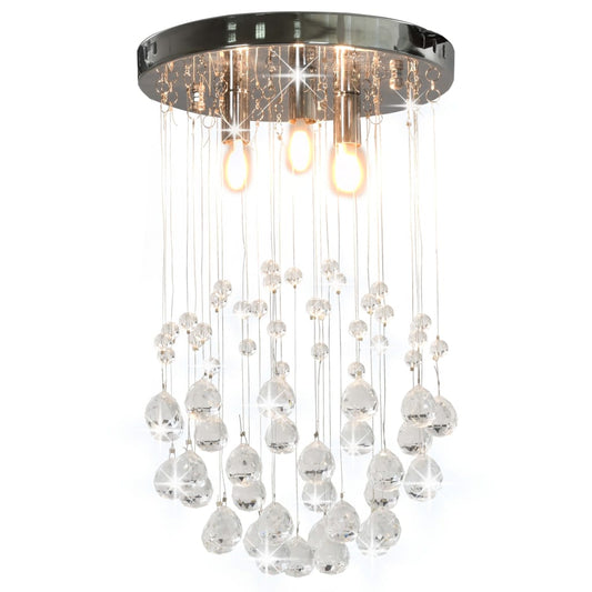 Plafonnier avec perles de cristal Argenté