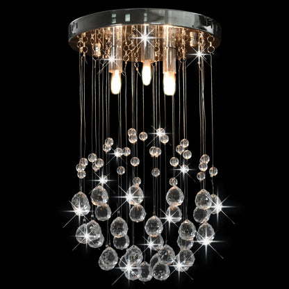 Plafonnier avec perles de cristal Argenté