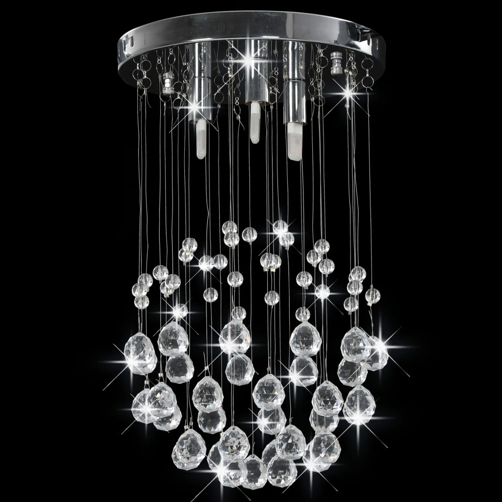 Plafonnier avec perles de cristal Argenté