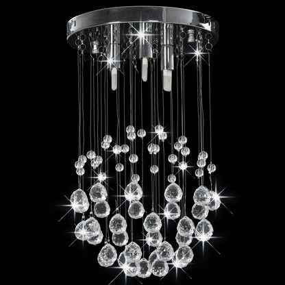 Plafonnier avec perles de cristal Argenté