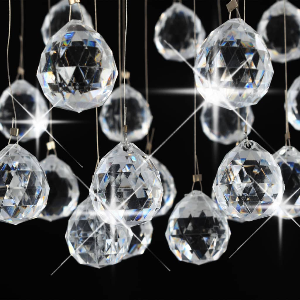 Plafonnier avec perles de cristal Argenté
