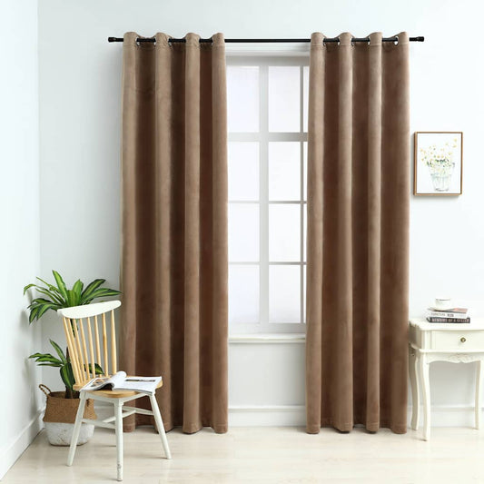 Rideaux occultants en Velours Beige 140x225 cm