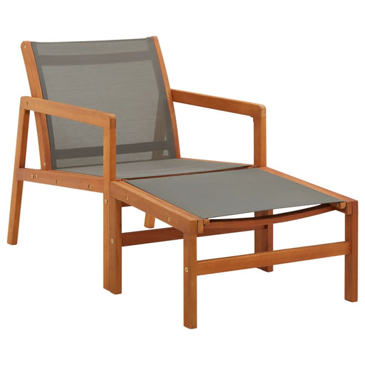 Chaise de jardin et repose-pied Gris Eucalyptus