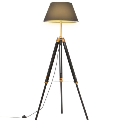 Lampadaire Noir et doré en Bois de teck massif