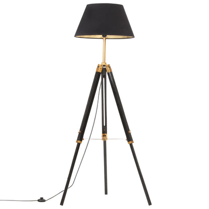 Lampadaire Noir et doré en Bois de teck massif