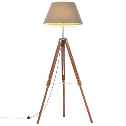 Lampadaire à trépied Marron miel & Bois de teck