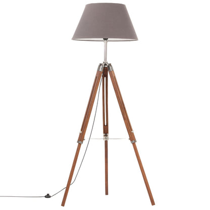 Lampadaire à trépied Marron miel & Bois de teck