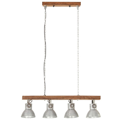 Plafonnier industriel Argenté en Bois de manguier