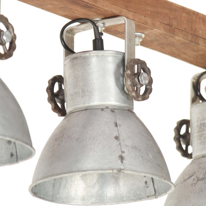 Plafonnier industriel Argenté en Bois de manguier