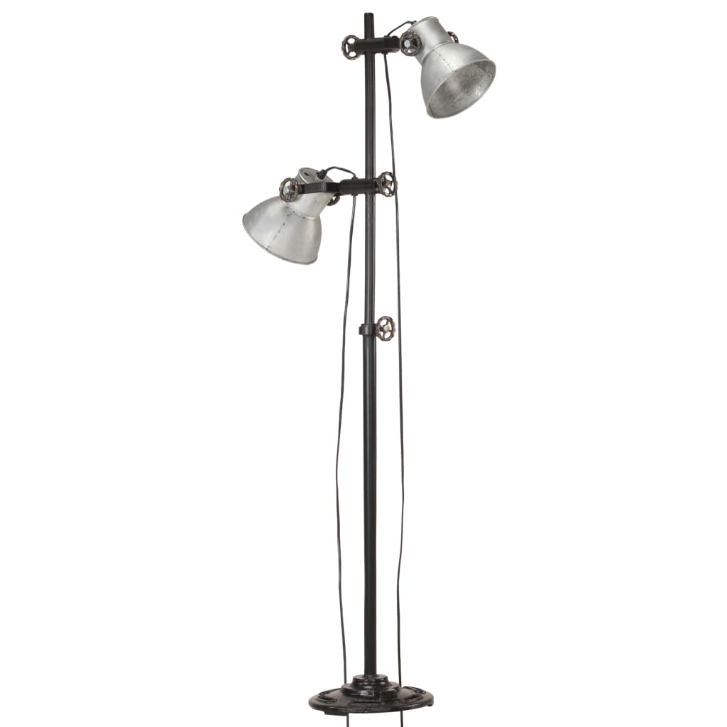 Lampadaire avec 2 abat-jour Argenté E27 Fonte