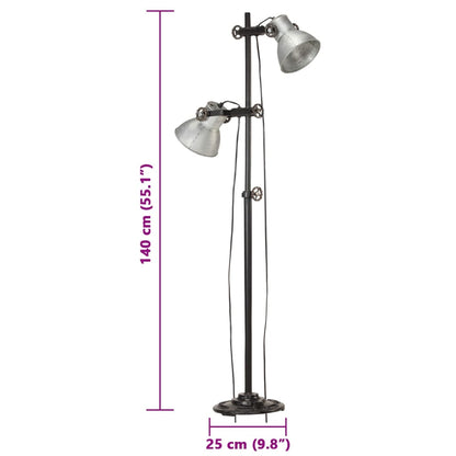 Lampadaire avec 2 abat-jour Argenté E27 Fonte