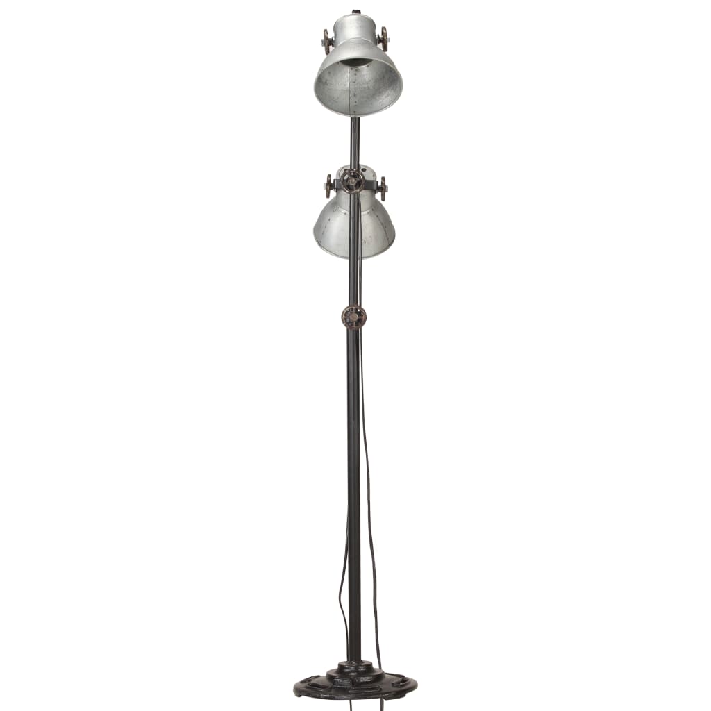 Lampadaire avec 2 abat-jour Argenté E27 Fonte