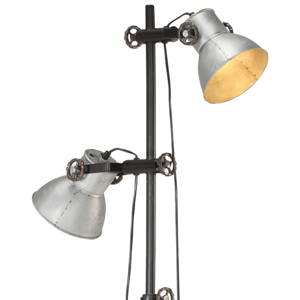 Lampadaire avec 2 abat-jour Argenté E27 Fonte