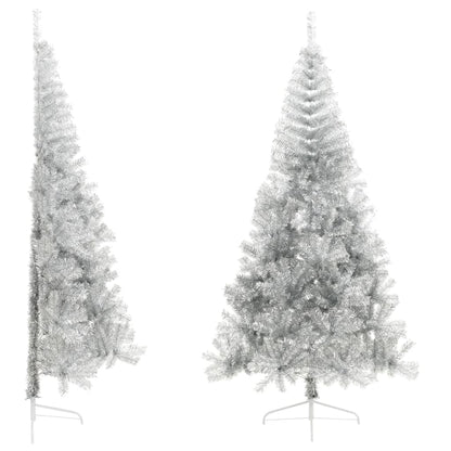 Demi sapin de Noël artificiel avec support argenté 240 cm PET