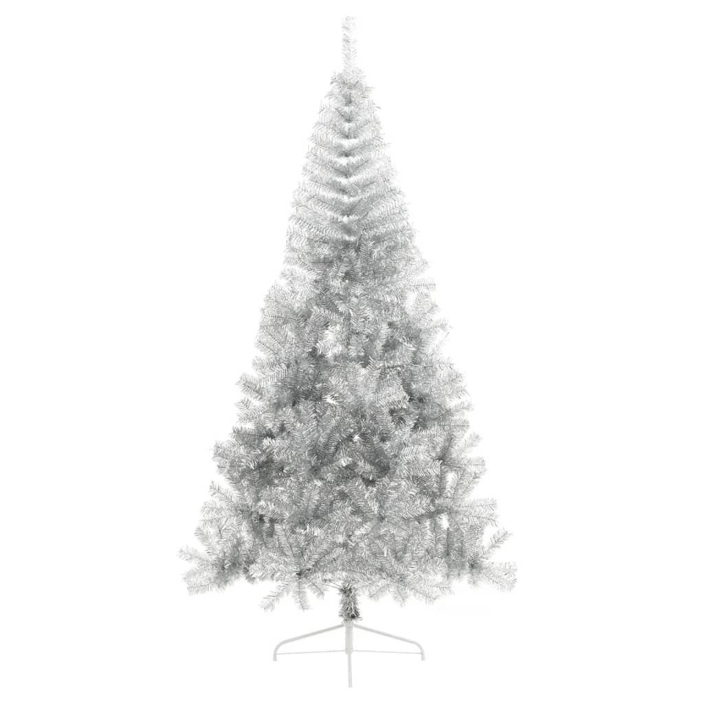 Demi sapin de Noël artificiel avec support argenté 240 cm PET