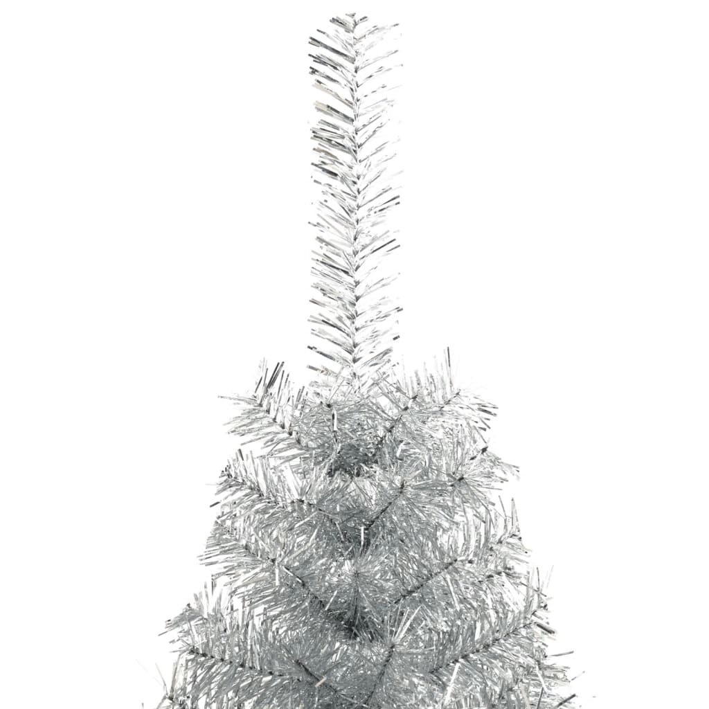 Demi sapin de Noël artificiel avec support argenté 240 cm PET