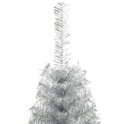 Demi sapin de Noël artificiel avec support argenté 240 cm PET