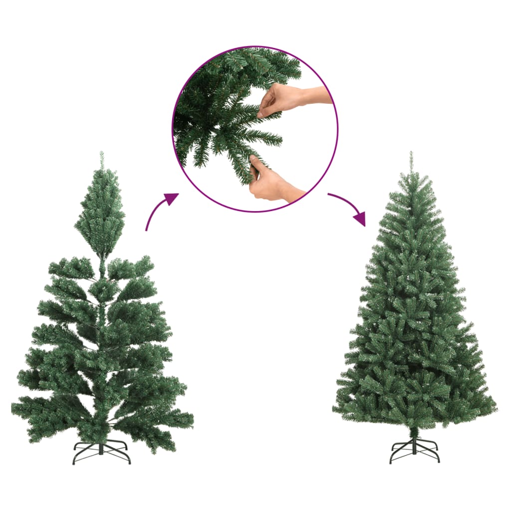 Demi sapin de Noël artificiel avec support argenté 240 cm PET