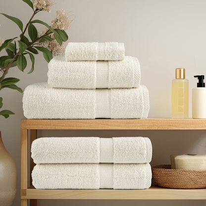 Serviettes de douche x4 Crème 140cm