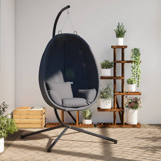 Chaise suspendue en forme d'œuf avec support anthracite